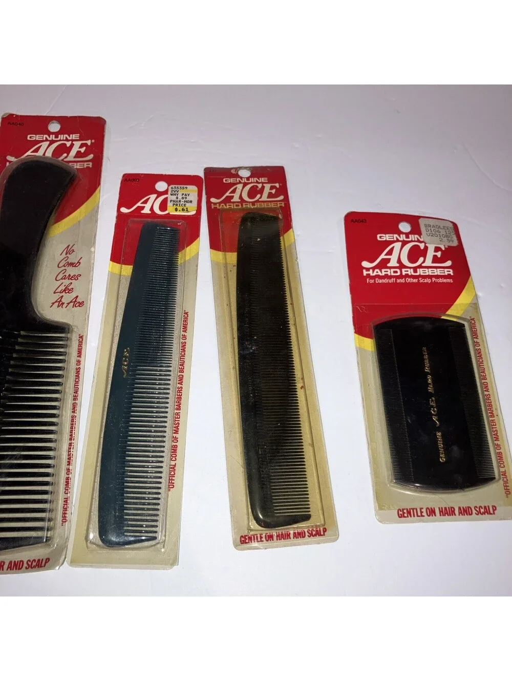 Lot Of 5 Vintage Genuine Ace Hard Rubber Mix Combs OLD NEW STOCK “RARE” 💈 💈
